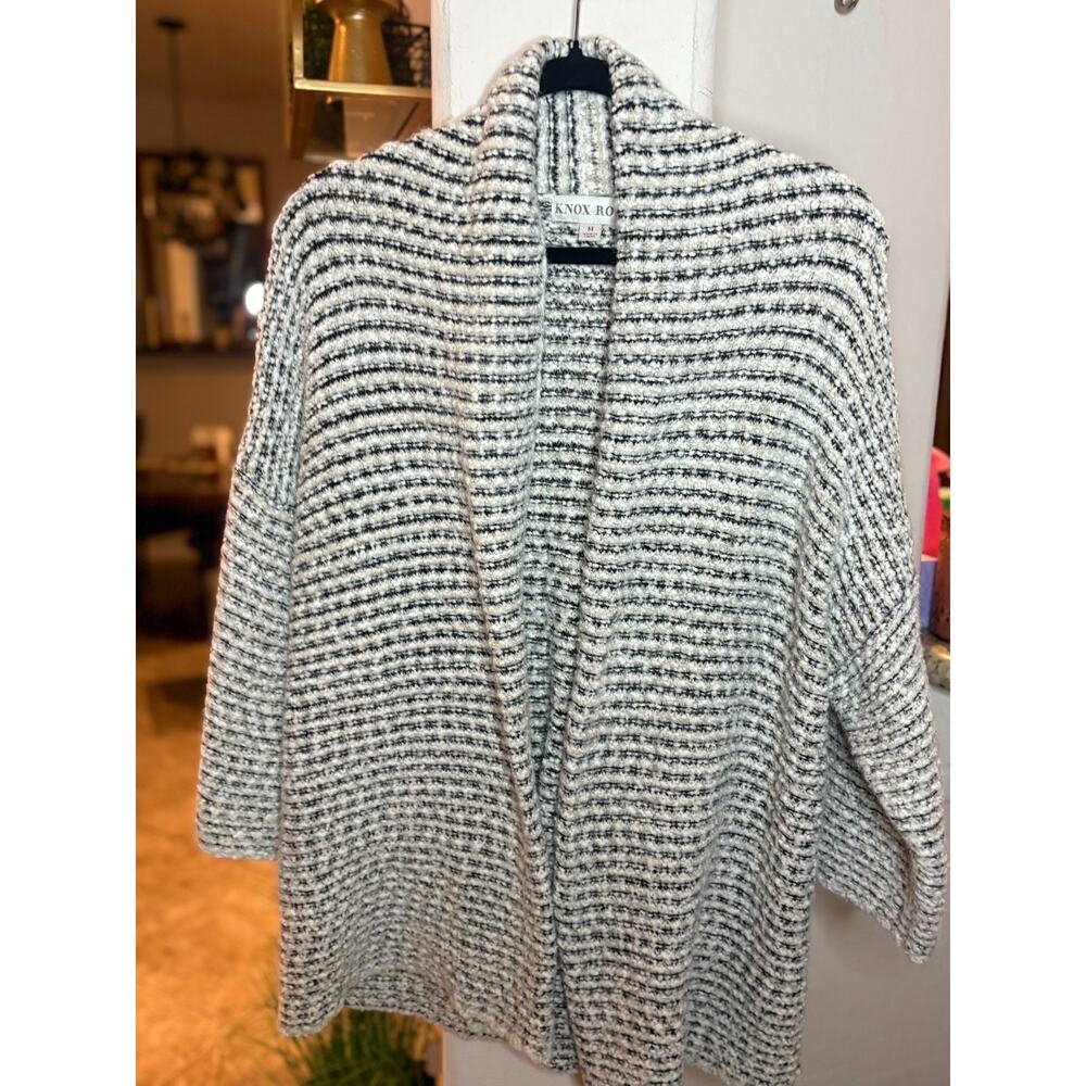 Knox Rose Natural Multi Color Drop Shoulder Cardigan Sweater Med Oversized